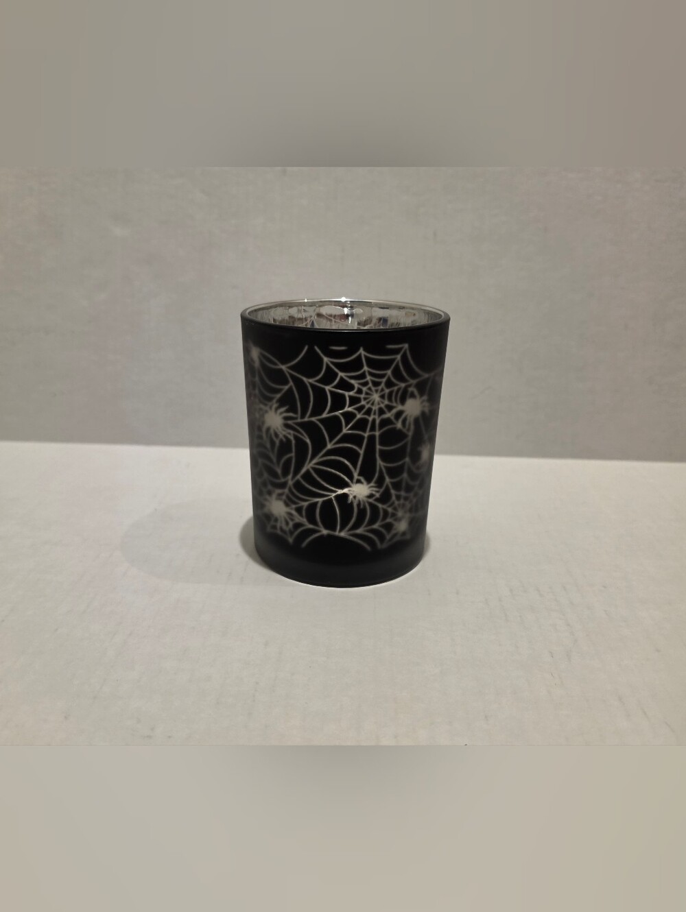 Spiderweb Glass Votive Candle Holder - Black -